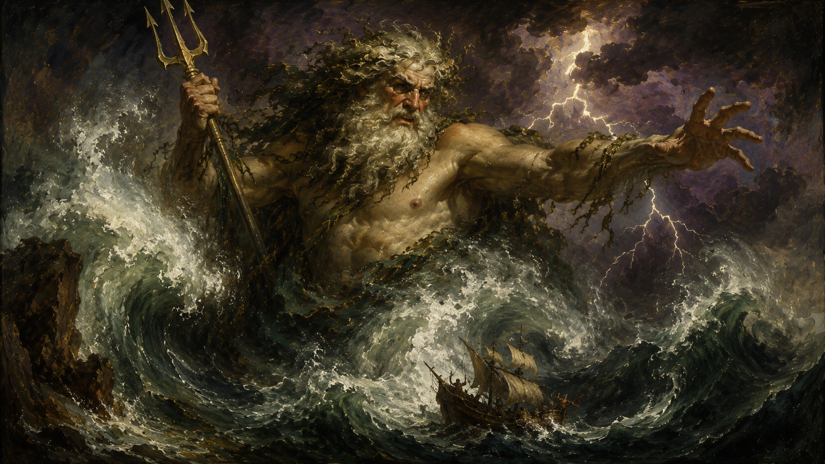 Poseidon rising from the waves