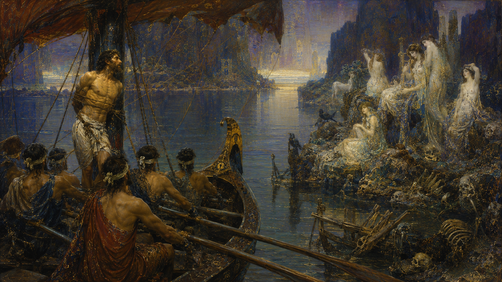 Odysseus bound to the mast as the Sirens sing